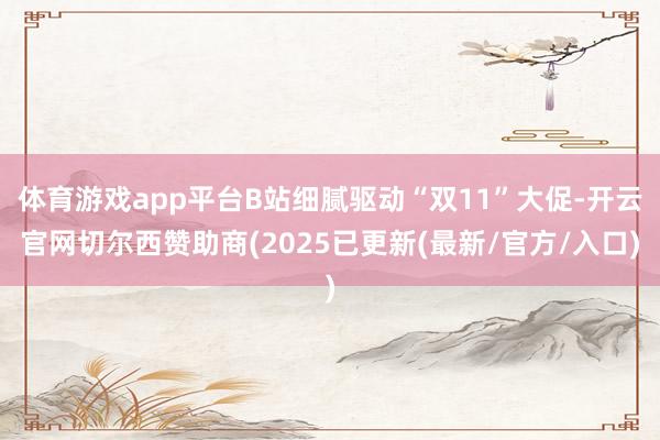 体育游戏app平台B站细腻驱动“双11”大促-开云官网切尔西赞助商(2025已更新(最新/官方/入口)